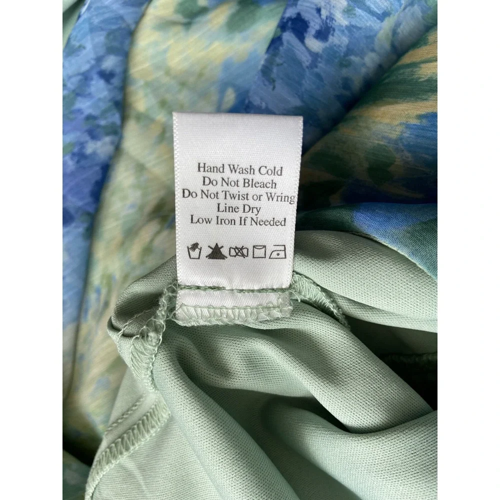 Coldwater‎ Creek Tiered Chiffon Maxi Dress Size 6 Blue Watercolor Kentucky Derby